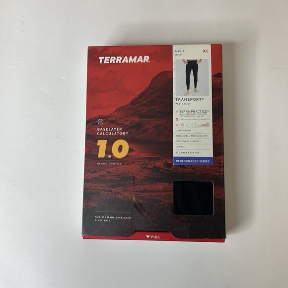 Terramar Baselayer Pants Men's XL 1.0 Transport Merino Pant Black Skiing Winter - Picture 1 of 5